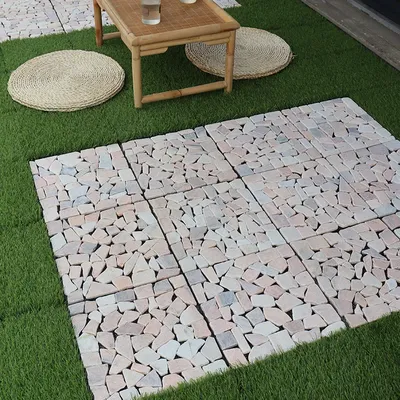 Selbstklebende Tapete für die Wand – hochwertige WPC-Terrassenfliesen, wasserdichte, rutschfeste Außenböden für Terrasse, Balkon Image