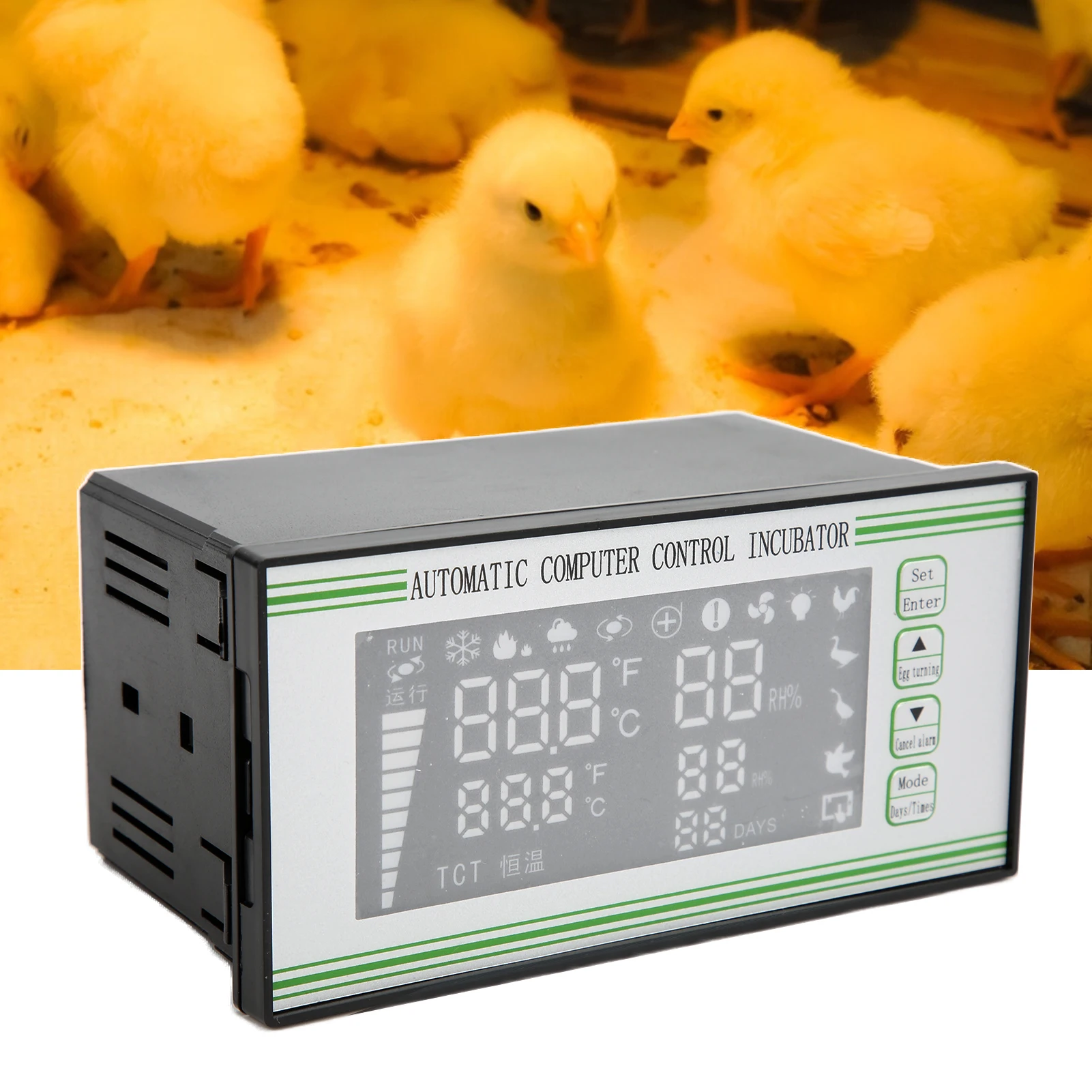 Eierinkubator Eierbrutkasten Inkubator Power Off Memory Eierinkubator Maschine mit Temperatur-Feuchtigkeitssensor Sonde für Huhn Image