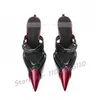 Burgund Spitze Nähte Kreuz Krawatte Sandalen Frauen Neuheit Schnalle Zwei-ton High Heels Sandalen Dame Sexy Klar Kleid schuhe