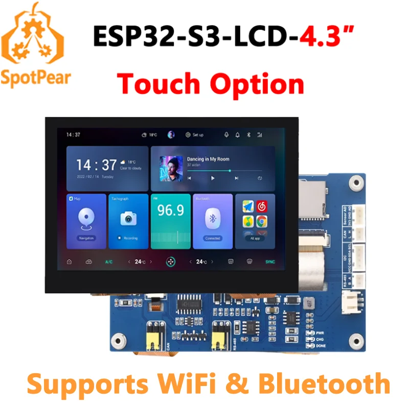 ESP32-S3 4,3-Zoll-Touch-LCD-Option 800 x 480 Display-Bildschirmplatine LVGL mit Sensor CAN I2C RS485 Image