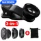 3 in 1 Phone Fisheye Lens 0.67X Wide Angle Micro Camera Lens Zoom Fish Eye Smartphone Len Kit With Phone Clip For All Smartphone