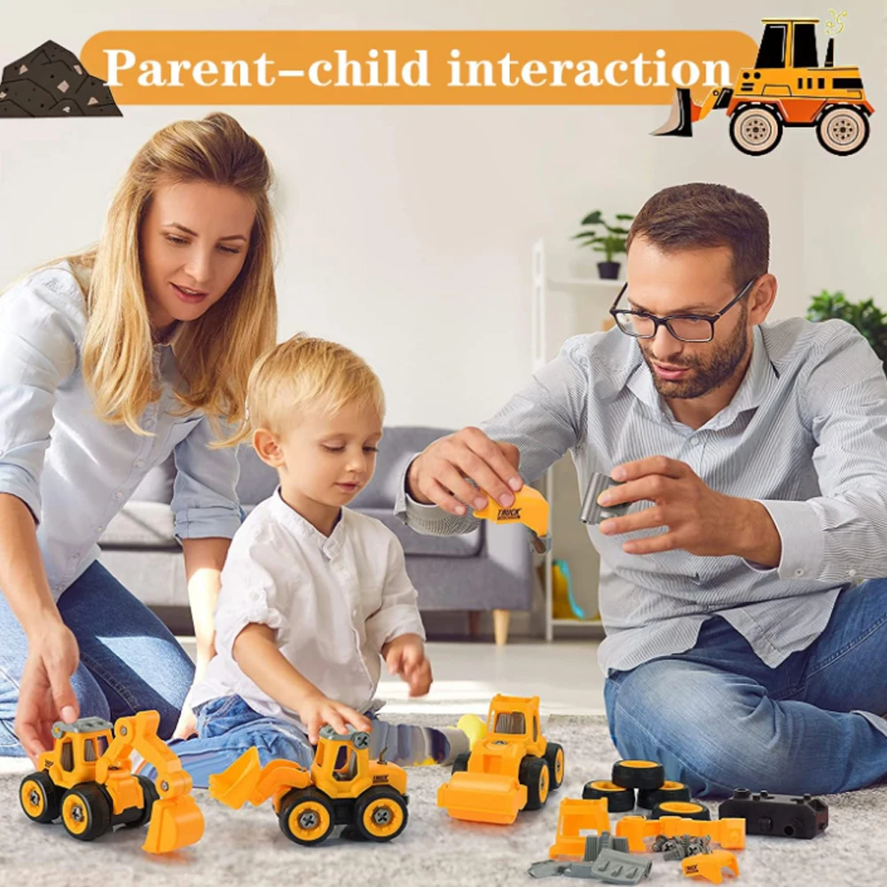 Spielzeug zum Auseinandernehnen, Sandkasten-Spielzeug, LKW-Set, Bagger, Bauautospielzeug mit Bohrern – beste Geschenke für LKW Image