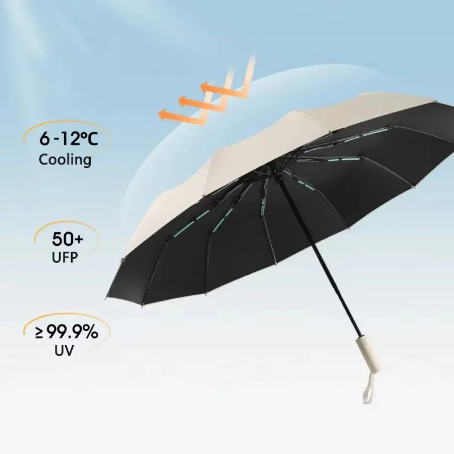 106 cm/41,73 Zoll Sonnenschirm-Regenschirme, 24 Knochen, Sonnenschutz, UV-Regenschirm für Männer und Frauen, großer, winddichter, sonniger und regnerischer Regenschirm Image