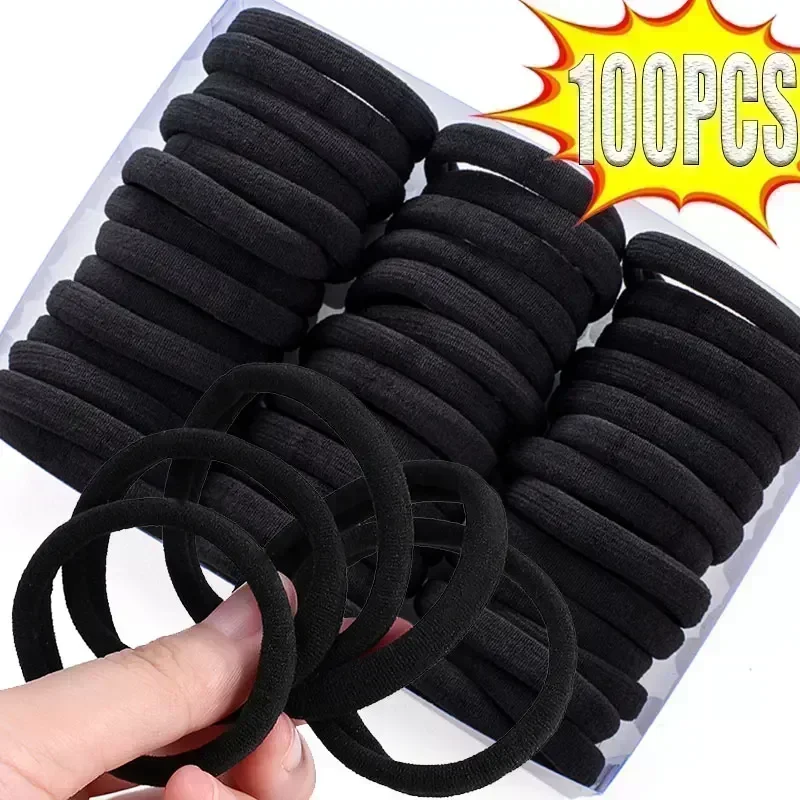 Set Frauen Mädchen Grundlegende Haarbänder Einfache Feste Farben Elastisches Stirnband Haar Seile Krawatten Haar Zubehör Pferdeschwanz Halter Image