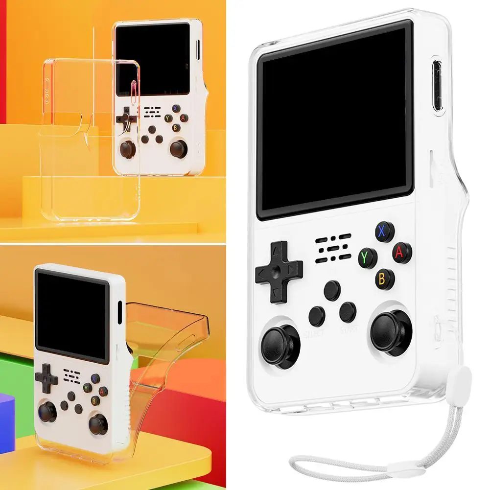 Für R36S Handheld Konsole Fall Kristall Klar TPU Ganzkörper Schutzhülle Anti-Scratch Soft Shell Für Retro Gaming gerät Image