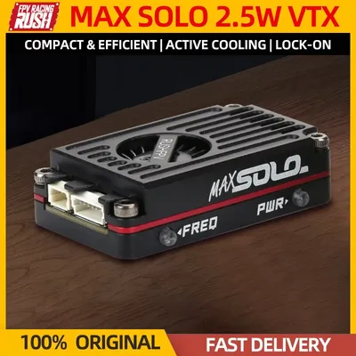 RUSHFPV RUSH MAX SOLO 5.8GHz 2.5W High Power 48CH VTX CNC Shell Built-In Cooling Fan For RC FPV Long Range Racing Drone