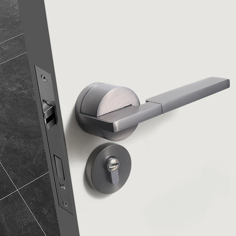 Nordic Türgriff Einfache Innen Mechanische Schloss Schlafzimmer Studie Büro Holz Türgriff Stille Split Lock Image