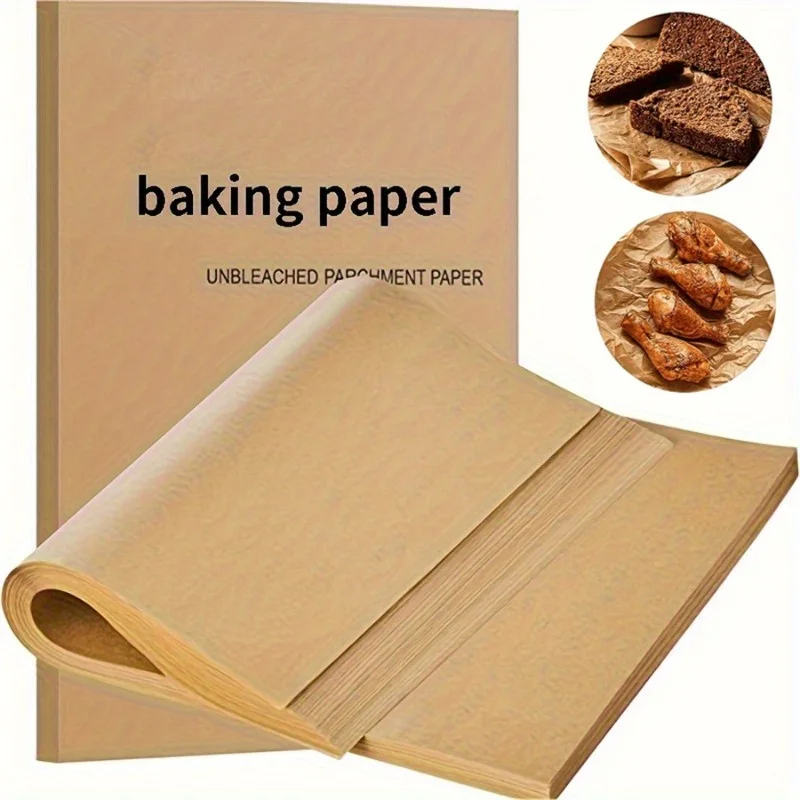100 Stück Backpapier, Antihaft-Pergament-Backblech für Ofen, Luftfritteuse, Grillmatte, Papier, Lebensmittel, Geschenkpapier, Backwerkzeug Image