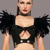 1 Stück Feder-Schal, modisches Feder-Krawattenband, Punk-Fake-Kragen-Feder-Epaulette, Gothic-personalisiertes Dekor-Accessoire, Cosplay P