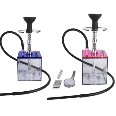 Acrylic Hookah Set Shisha Box Nargile Sheesha Narguile Chicha Cachimbas Water Pipe Shisha Box Hookah with LED for Smoking Кальян