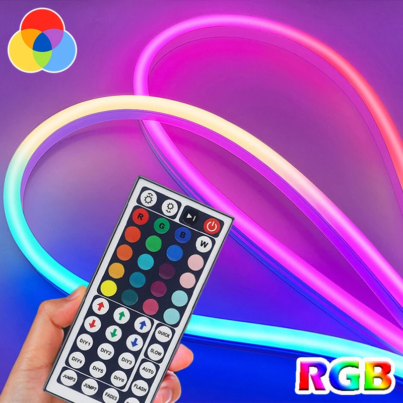USB-LED-Neon-Lichterkette, Steuerung mit Fernbedienung, 5 V flexible LED-Lichterkette, mehrere Modi, RGB-Neonlichter, Gaming-LED-Neonstreifen