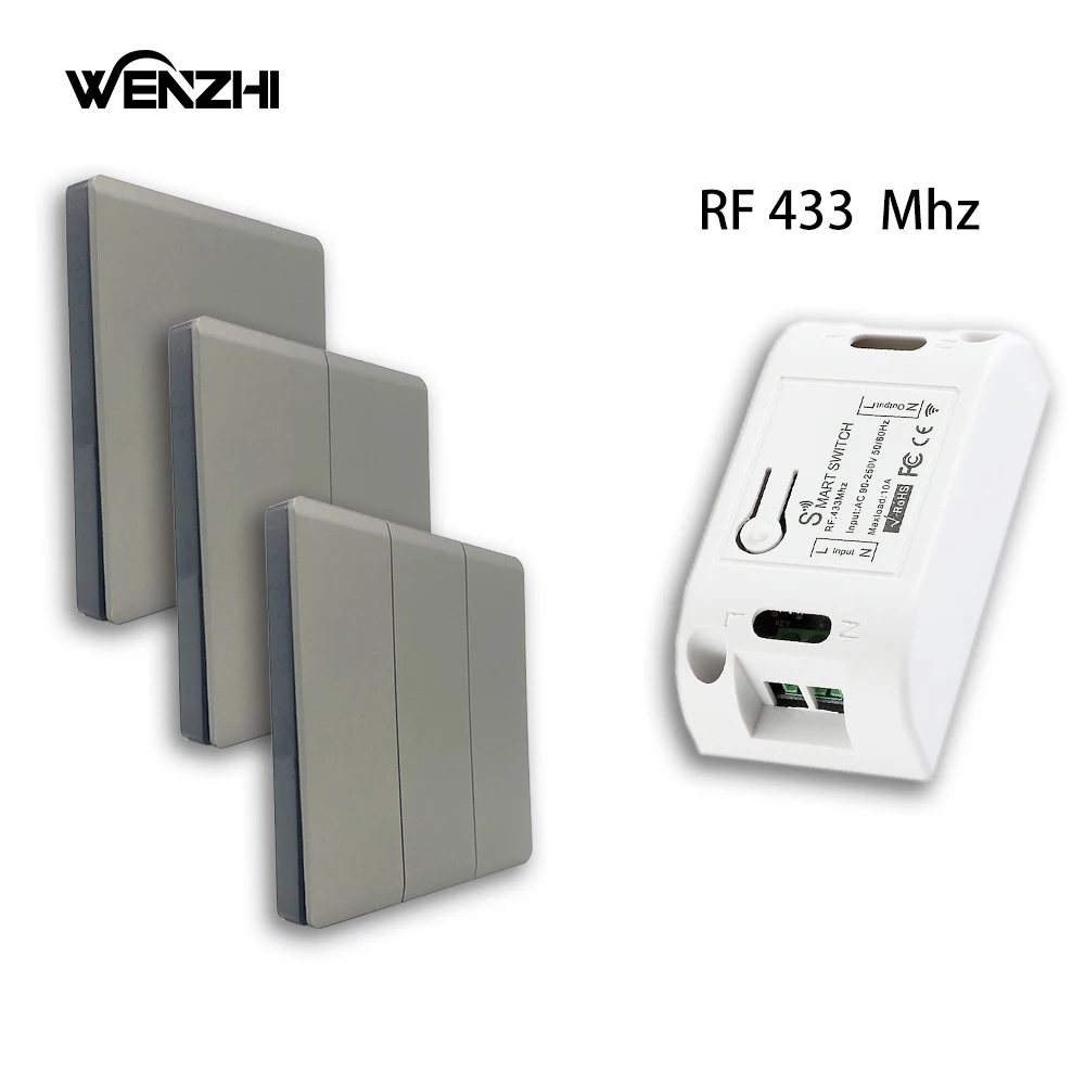 Smart Switch Licht DIY Modul Empfänger 433 Mhz 86 Typ Tragbare RF Wireless Relais Power Fernbedienung 220 V Wand Panel Tasten Image
