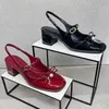 Elegante Damen-High-Heels-Sandalen, Sommer, Schleife, Perle, flache Schnalle, Mary Janes-Schuhe, 2025, neue Slingback-Pumps, Designer-Damenschuhe