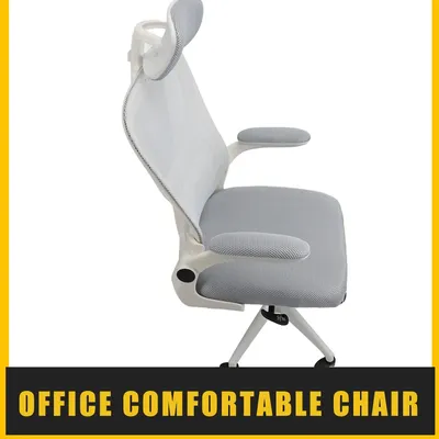 Chair Computer Desk Chair Comfortable Elastic Lumbar Support 90 Degree Rotating Armrests with 5 Wheels for Work Comfortable