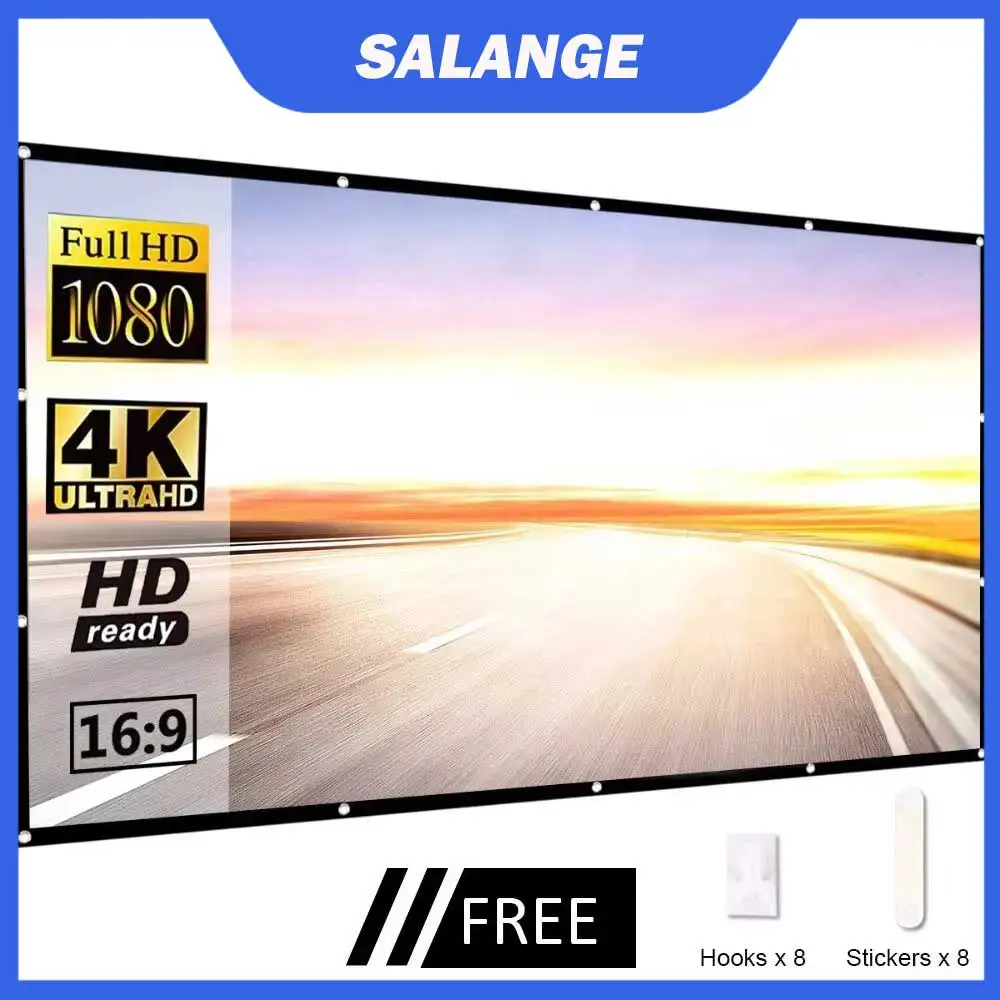 Salange beamer screen Projektion Bildschirm Tragbare Projektor bildschirm, 100 zoll 120 zoll 150 zoll 16:9, outdoor Film Bildschirm Für Reise Heimkino Image