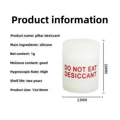1g Column Desiccant Silica Gel Column Bottle Medicine Moisture-proof Beads Health Care Products Food Grade Cylindrical Desiccant