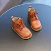 Herbst Kinder Leder Schuhe Vintage Jungen Kurze Stiefel Kinder Mädchen Student Stiefeletten Weichen Boden Größe 21-30