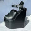 Sukeia Echte Fotos Frauen Sommer Plattform Sandalen Keile Heels Peep Toe Elegante Schwarz Club Schuhe Damen UNS Plus Größe 5-15