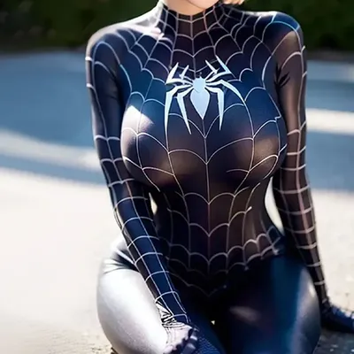 Spider-Gwen Halloween-Kostüm – Damen-Superhelden-Overall für Cosplay-Partys. Präziser Superhelden-Overall für Frauen Image