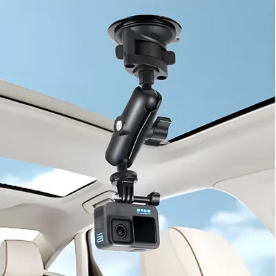 Car Window Camera Suction Cup Support Mount for Action Camera Gopro Insta360 with Magic Arm Socket for Video Recording Filming