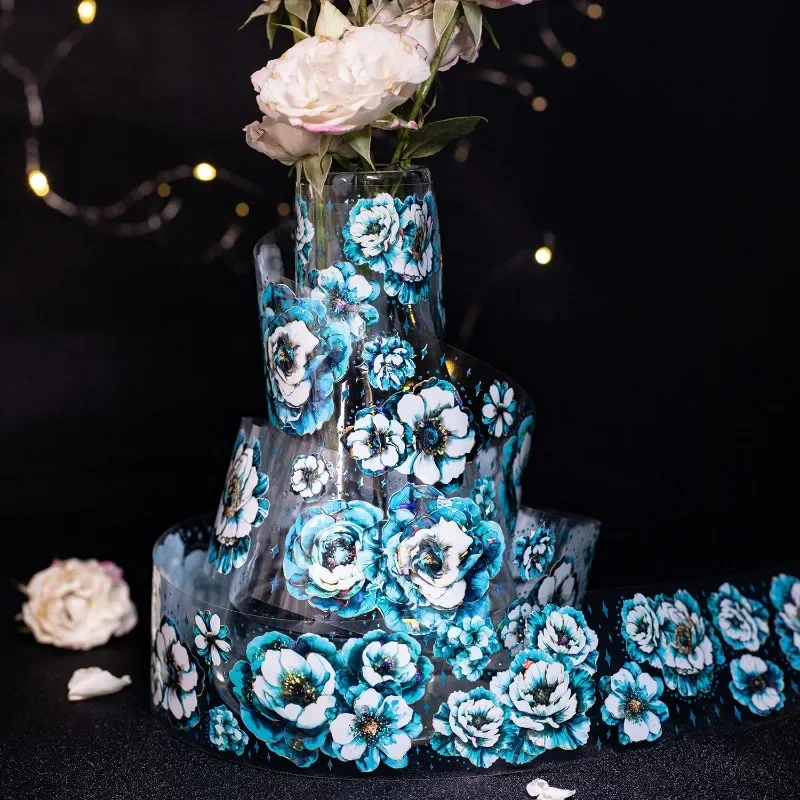 1 Rolle 6 Stile Shell Shimmer Blumenband Phantom Night Garden Series Journal DIY Dekor Wiederverwendbare Aufkleber Image