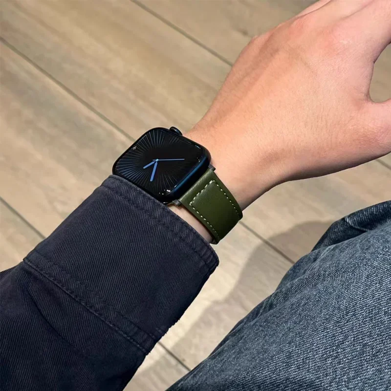 Lederarmband für Apple Watch Band 44 mm 49 mm 45 mm 46 mm 42 mm 40 mm 41 mm Sportarmband Correa IWatch Serie Ultra 10-9-8-7-6-5-SE Image