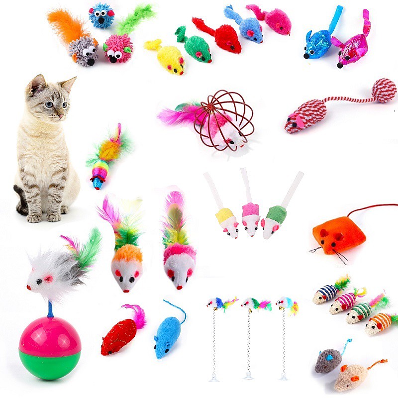 Ball Plush Toy Feather Toy Interactive Toy Mice Animal Toy with Durable Pet Exercise Releasing Pressure Pet Training Teething Toy for Cat Indoor Outdoor Pet Play