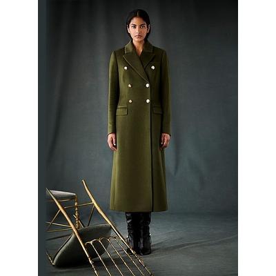 Natalia Green Wool Fitted Double Breasted Coat Dark Khaki, Dark Khaki