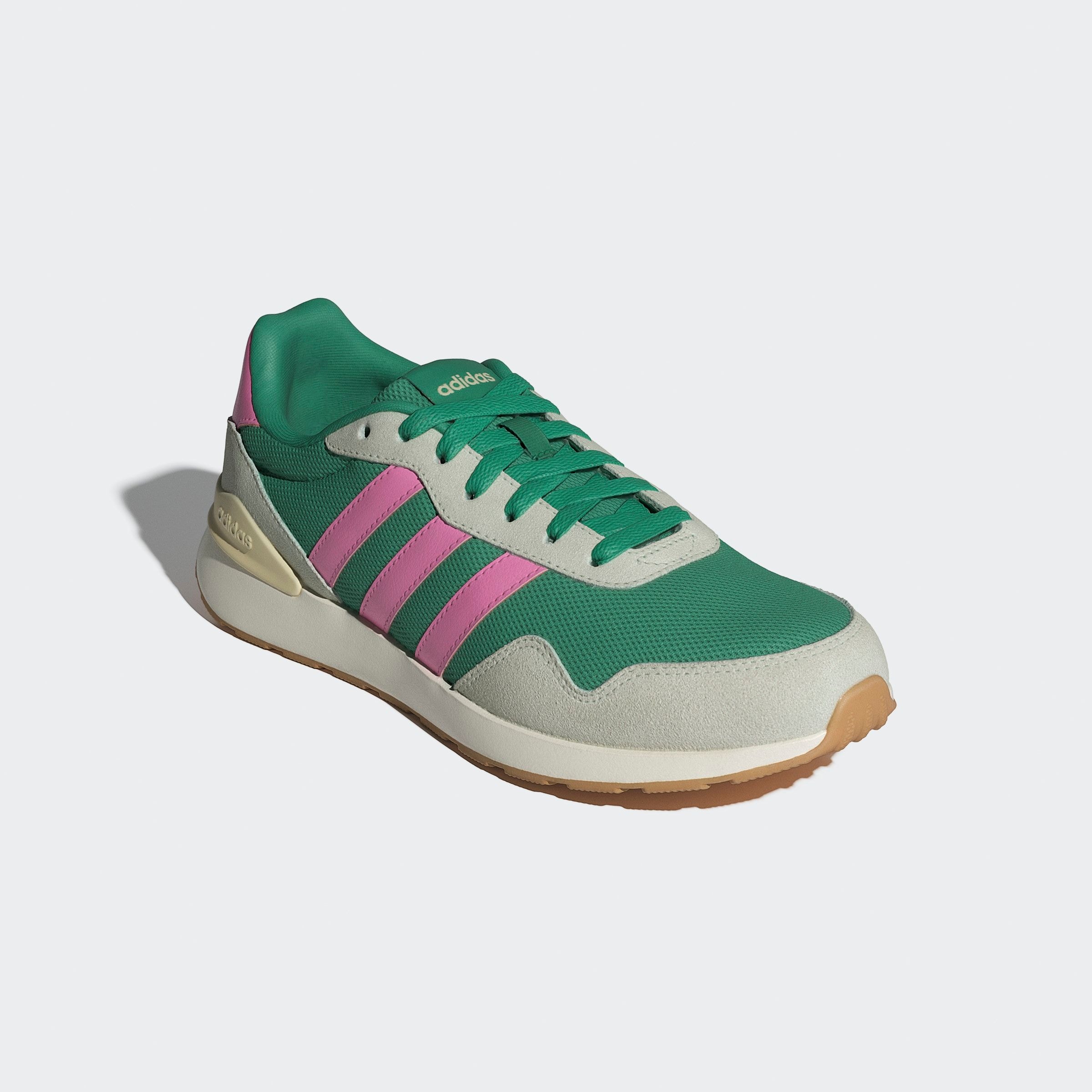 Sneaker ADIDAS SPORTSWEAR "RUN 60S 4.0", Damen, Gr. 40, grün (semi court grün, bliss pink, warm vanilla), Leder, Textil, Schuhe Sneaker