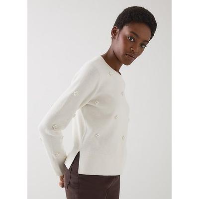Buttercup Ivory Pearl Beaded Milano Sweater, Ivory