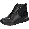 Schnürboots WALDLÄUFER "K-RAMONA", Damen, Gr. 8,5 (42,5), schwarz, Nappaleder, Lackleder, Reptilienprägung, klassisch, Schuhe, Stiefelette, Bequemschuh mit Innenreißverschluss, K-Weite