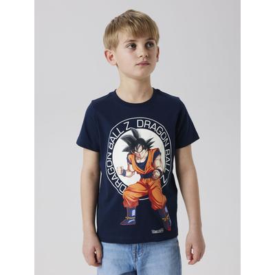 T-Shirt NAME IT "NKMJES DRAGON NREG SS TOP BOX NOOS VDE", Jungen, Gr. 146/152, blau (navy blazer), Jersey, Obermaterial: 100% Baumwolle, bedruckt, casual, relaxed fit, Rundhals, Kurzarm, Shirts Image