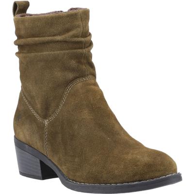 Hush Puppies Iris Veloursleder Damen Khaki Stiefeletten mit Absatz Image