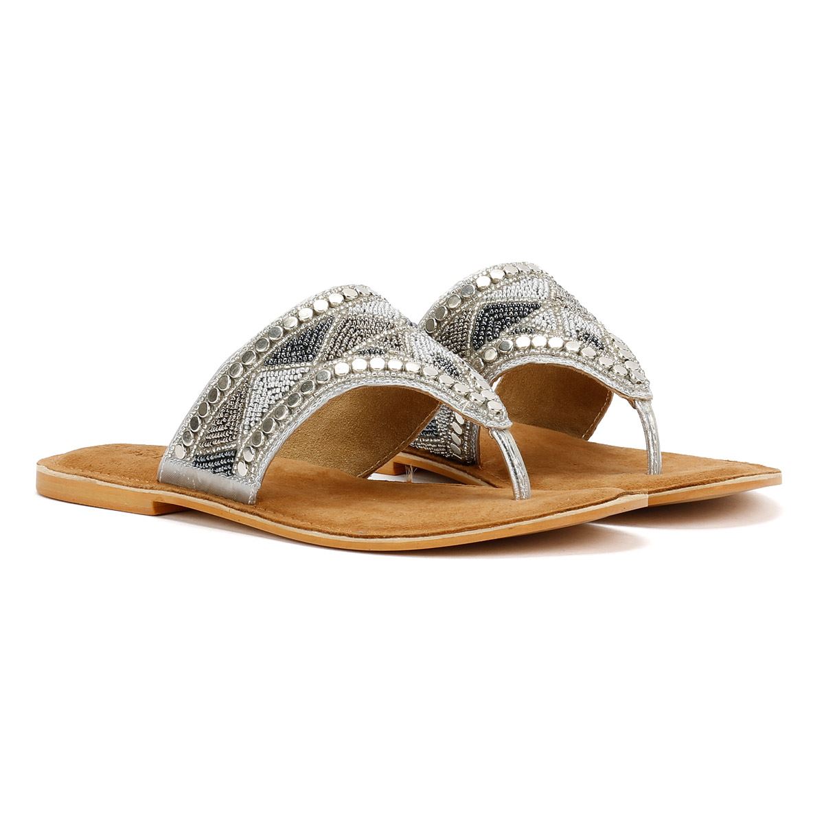 Tower Footwear Wide Vamp Toepost Damen Silber Sandalen Image