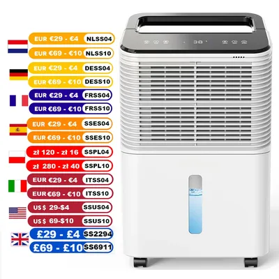 Dehumidifier 16 L/day, Ultra-quiet Electric Intelligent Central Control, Auto Mode, Moisture Display, 24h Timer Home Appliances