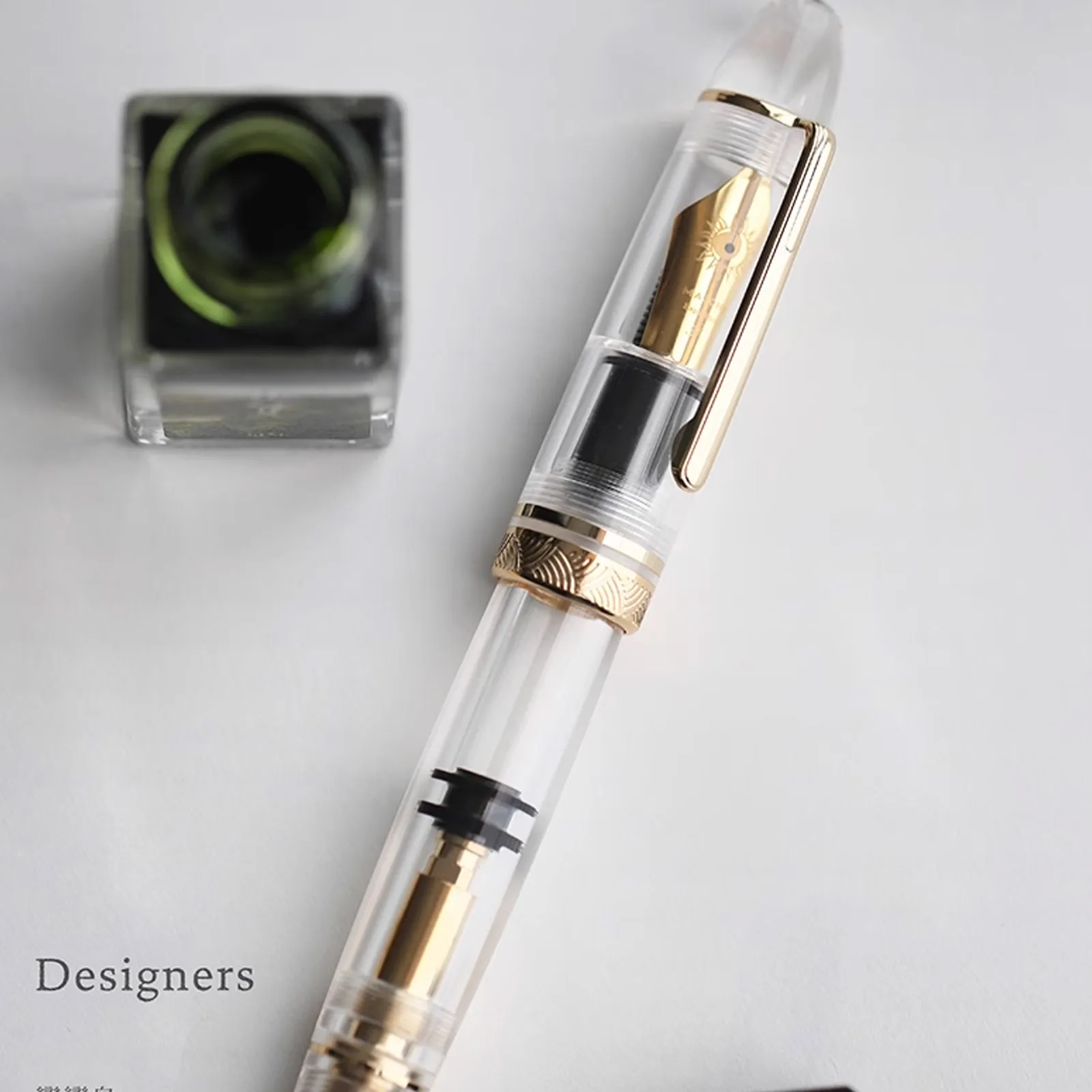 MAJOHN Nr. 8 40-Feder-Acryl-Füllfederhalter P140, groß, transparent, für Erwachsene, Studenten, Farbtinte, großes Fassungsvermögen, Stift zum Schreiben von Schreibwaren Image