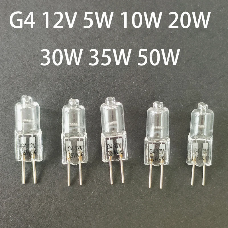 2 Stück 10 Stück 12 V G4-Halogenlampe, 12 V G4-Glühbirne, Halogenlampe, warmweiße Glühbirne, Perlen, Kristalllampe, Halogenlampe, 5 W/10 W/20 W/30 W/35 W/50 W