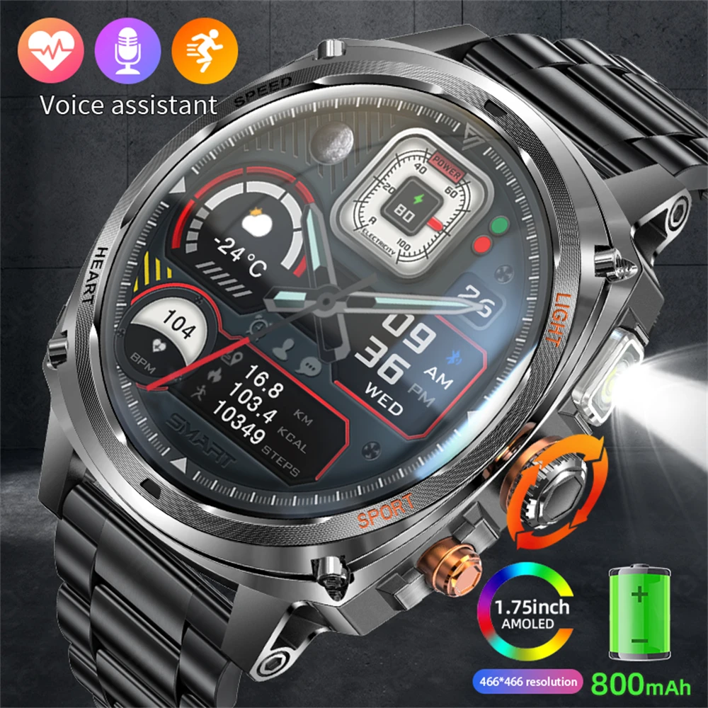 LIGE Neue Outdoor 800 mAh Bluetooth Anruf Smart Uhr Männer Sport Fitness Uhren 1,75 