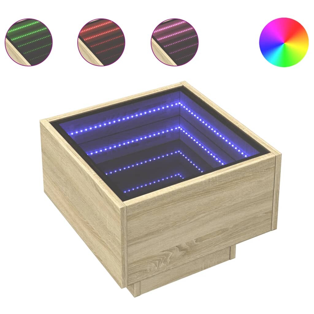 vidaXL Beistelltisch mit LED Sonoma Eiche 40x40x30 cm Holzwerkstoff Image