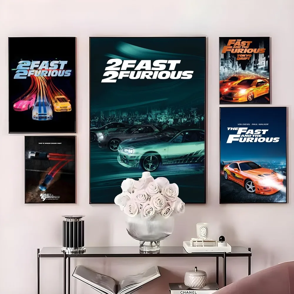 F-Fast and F-Furious 2, klassisches Vintage-Poster, HD-Kunst, klebrige Wand, wasserdicht, für Zuhause, Wohnzimmer, Schlafzimmer, Bar, ästhetische Dekoration