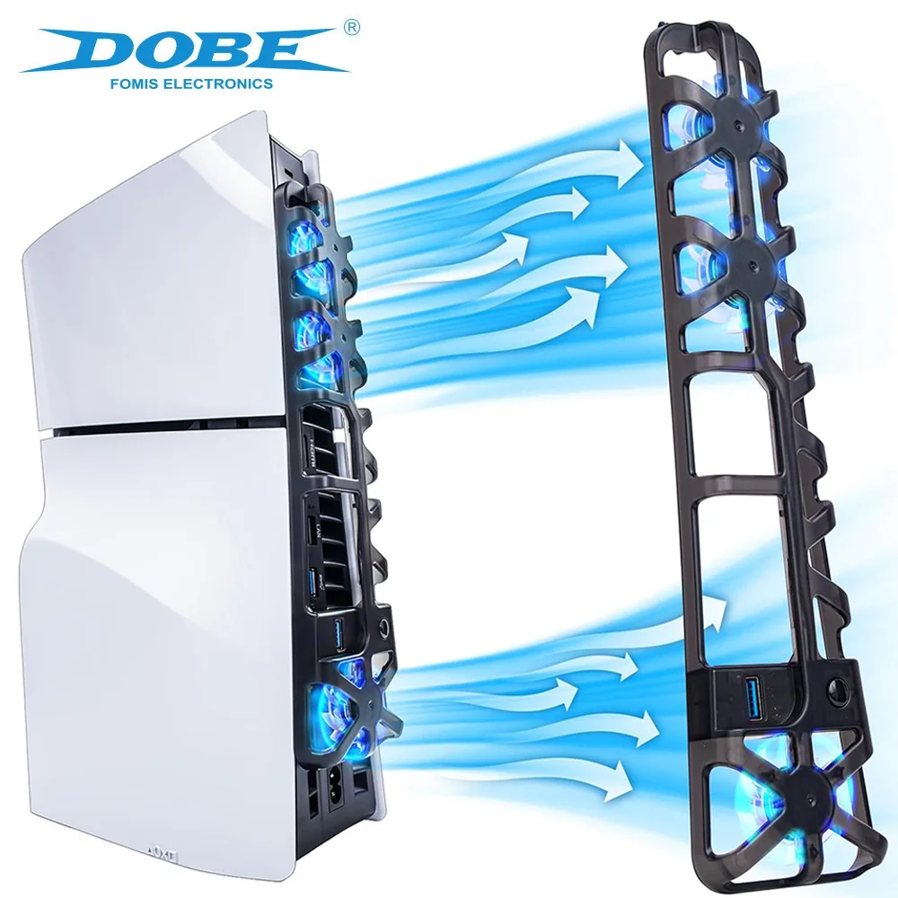 DOBE für PS5 Slim Zubehör Lüfter mit LED-Licht für Playstation 5 Slim Disc und Digital Editions Kühlsystemkühler Image