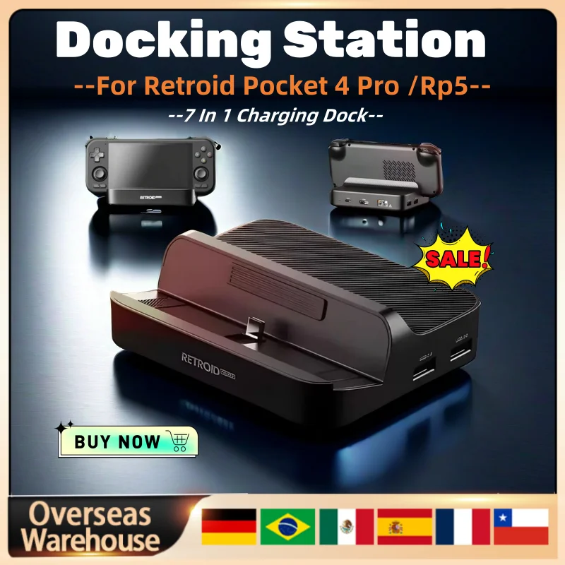 Retroid Pocket 5 Dockingstation für Retroid Pocket 4 Pro / RP5 / Retroid Pocket Mini-Spielekonsolen-Dock, individuelles Zubehör, Geschenke Image