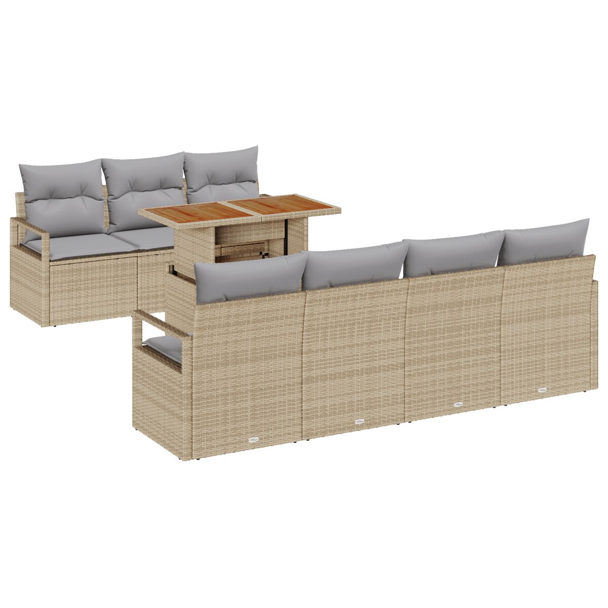 vidaXL 8-teiliges Garten-Sofaset mit Kissen Beige Poly Rattan Image