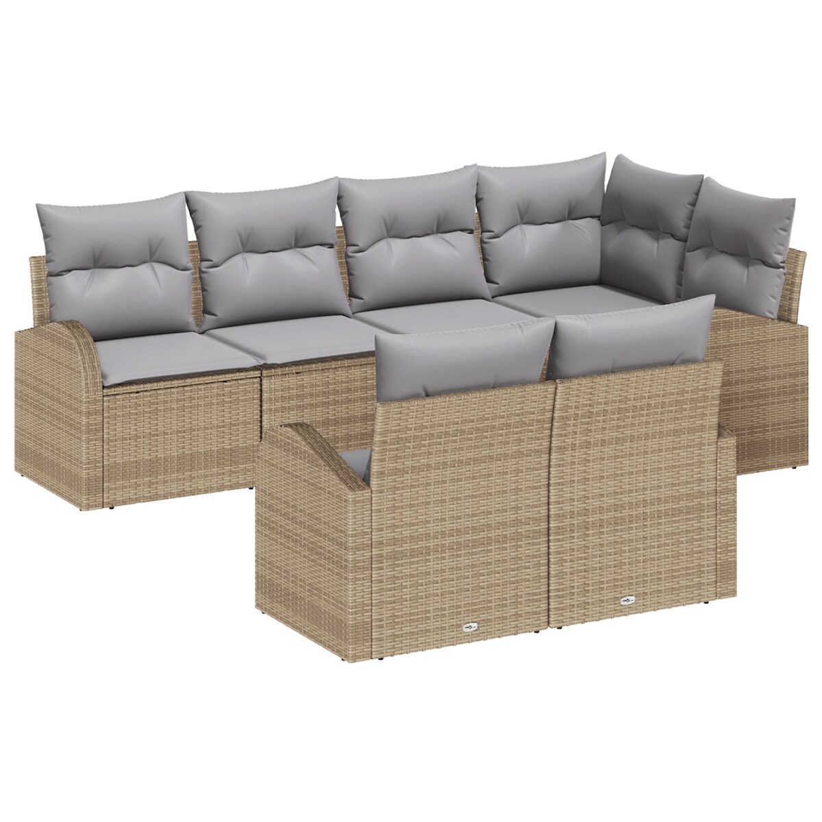 vidaXL 7-teiliges Garten Sofa Set mit Kissen Beige Poly Rattan Image