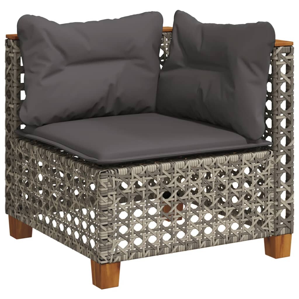 vidaXL Garten-Ecksofa mit Kissen Grau Poly Rattan Image