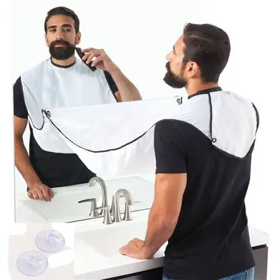 Anti drip beard bib, shaving bib, beard apron, anti stick beard shawl, beard trimming bib with strong suction cup, a must-have g