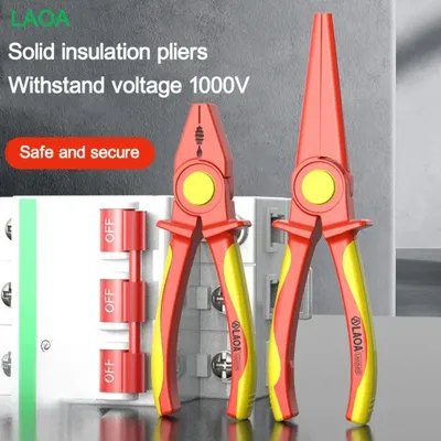 LAOA Solid insulated plastic pliers 1000V high voltage resistant non-slip handle insulated wire pliers needle-nose pliers