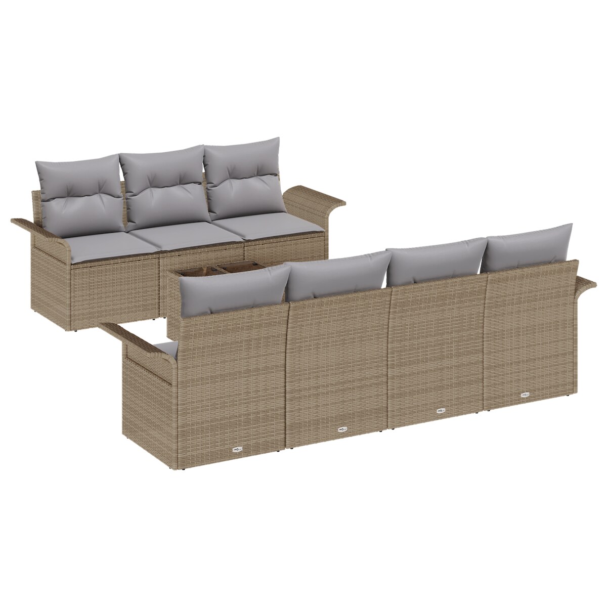 vidaXL 8-tlg. Garten-Sofagarnitur mit Kissen Beige Poly Rattan Image
