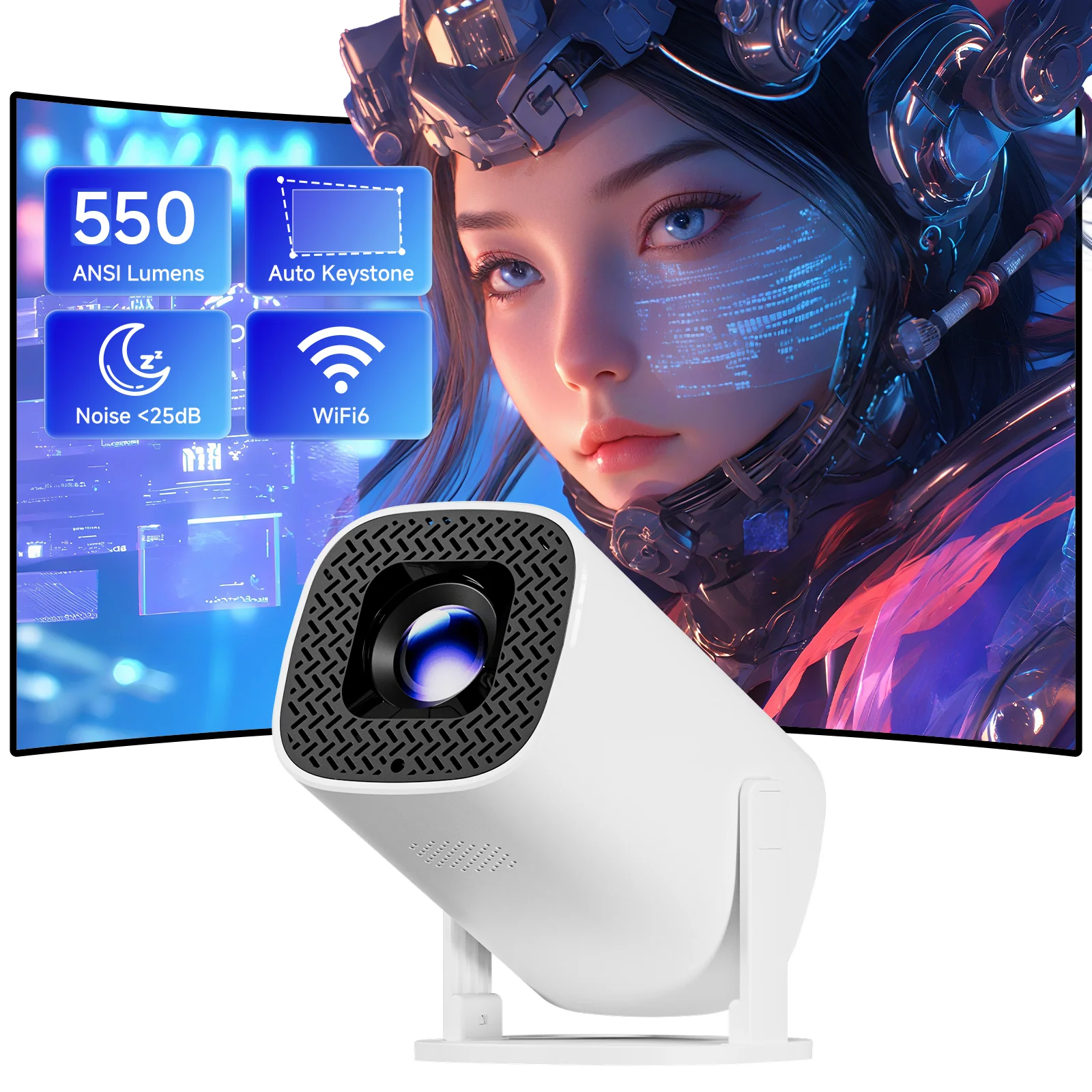 Original P30 PRO Smart Mini Projektor Android 14 WiFi6 BT 5,0 Unterstützt 4K Video Smart Home Theater Outdoor Tragbare projektor Image