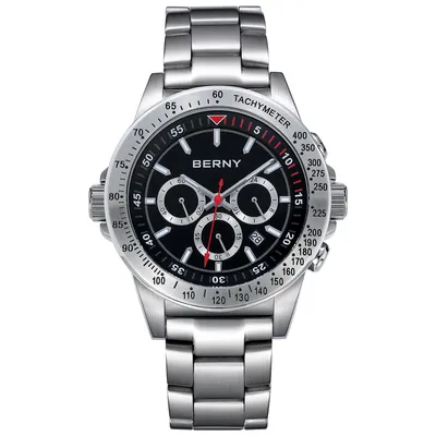 BERNY Chronograph Quartz Men's Watch MIYOTA OS20 Stainless steel Sapphire Luminous Men Sports Swimming Watch 10ATM Men Watches